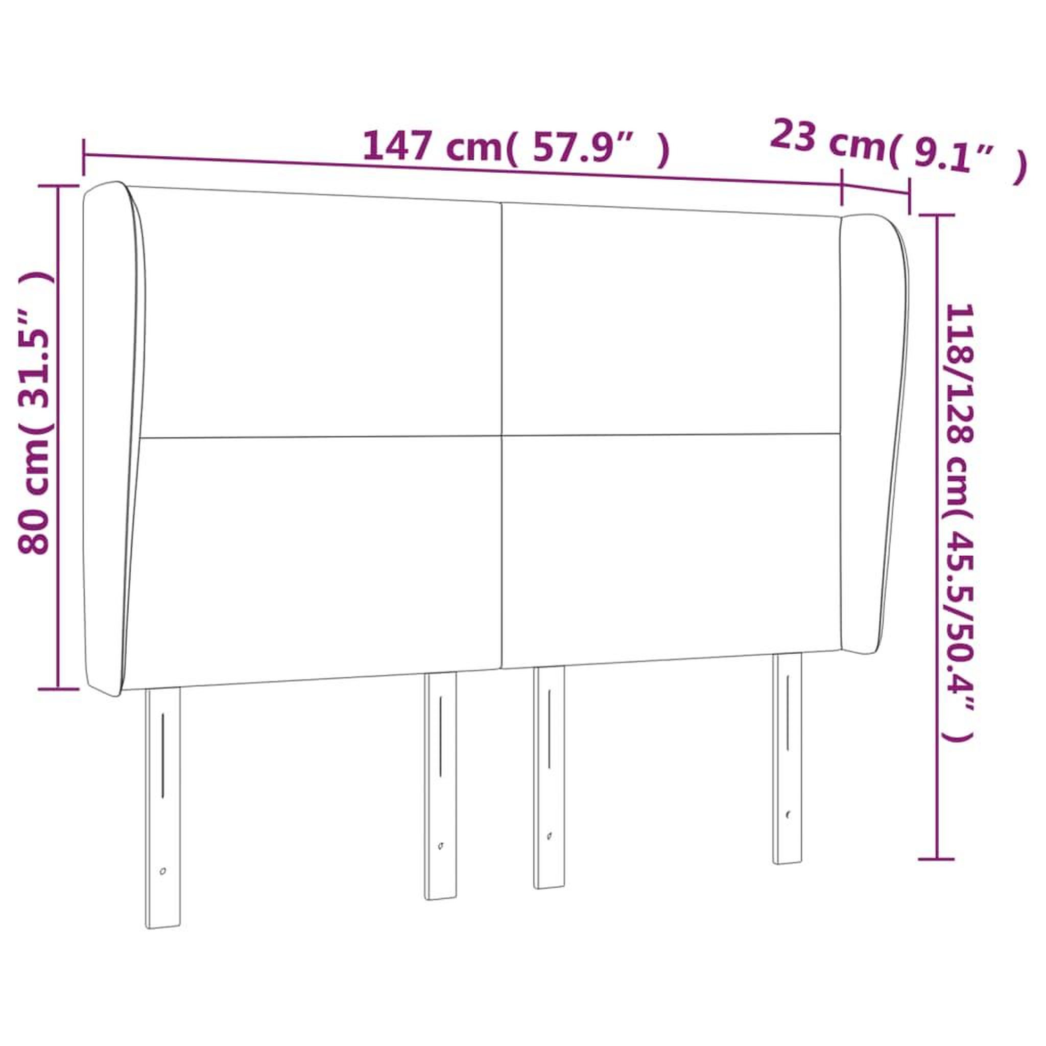 Voir la diapositive 6 : VIDAXL Tete de lit avec oreilles Gris clair 147x23x118/128 cm Velours