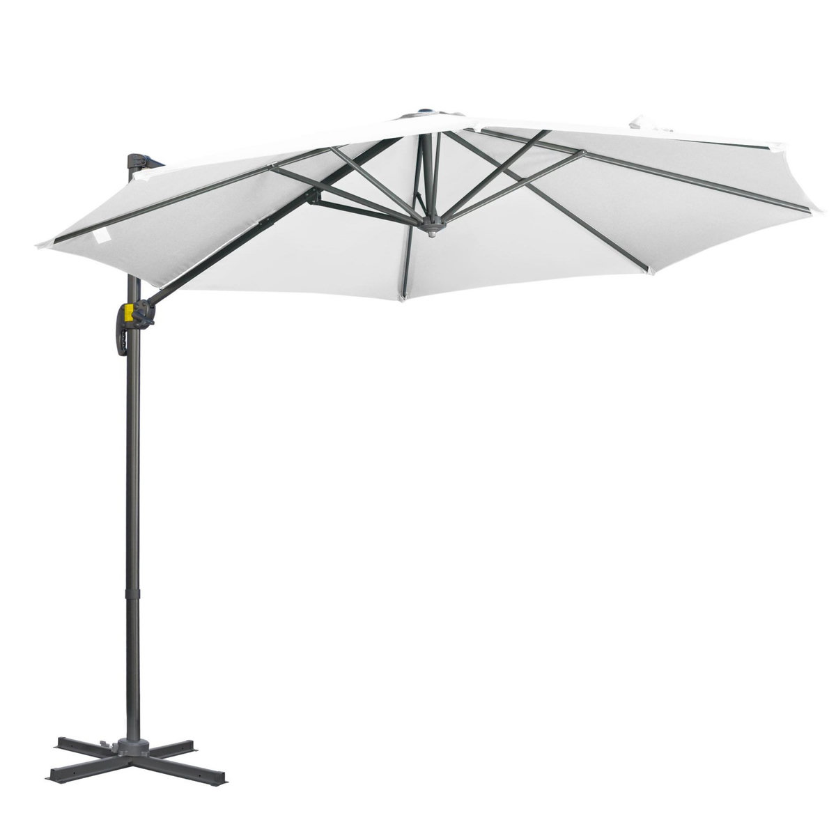OUTSUNNY Parasol déporté octogonal inclinable manivelle avec pied en acier Ø 2,94 x 2,48H m blanc