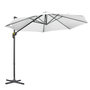 Voir la diapositive 1 : OUTSUNNY Parasol déporté octogonal inclinable manivelle avec pied en acier Ø 2,94 x 2,48H m blanc