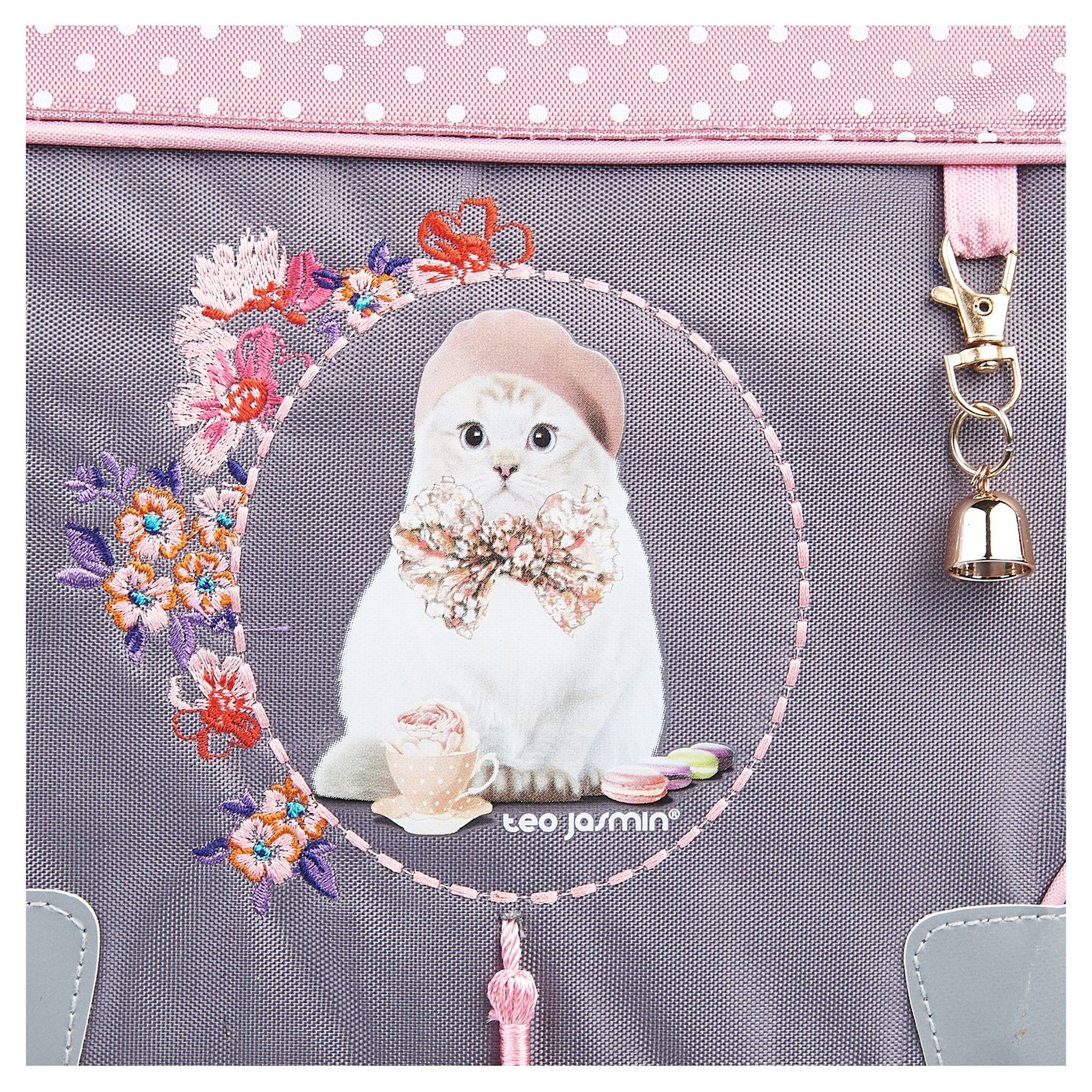 Voir la diapositive 5 : TEO JASMIN Cartable 38 cm gris JASMINE TEATIME