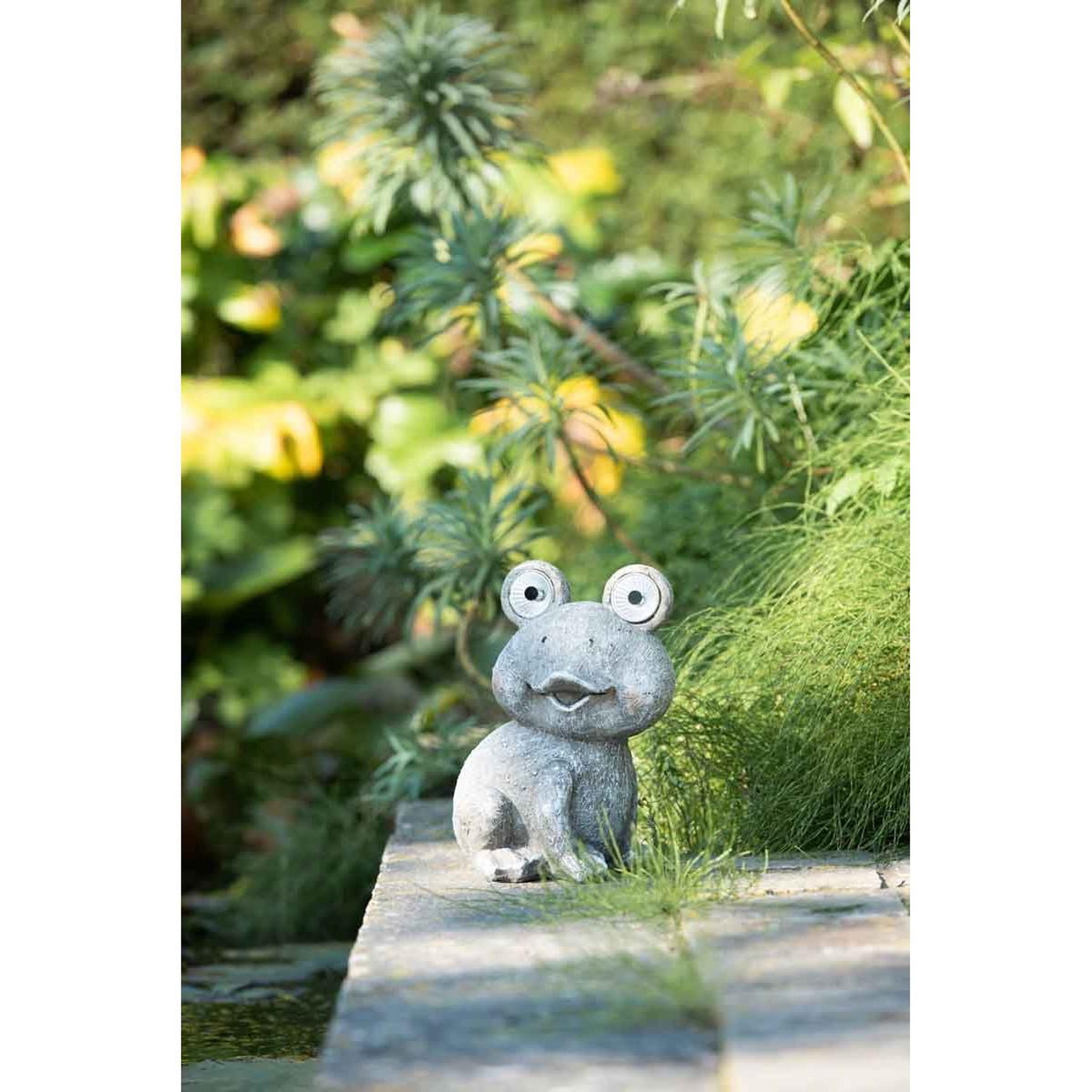 Voir la diapositive 3 : J-LINE Statuette déco  grenouille solaire  22cm gris