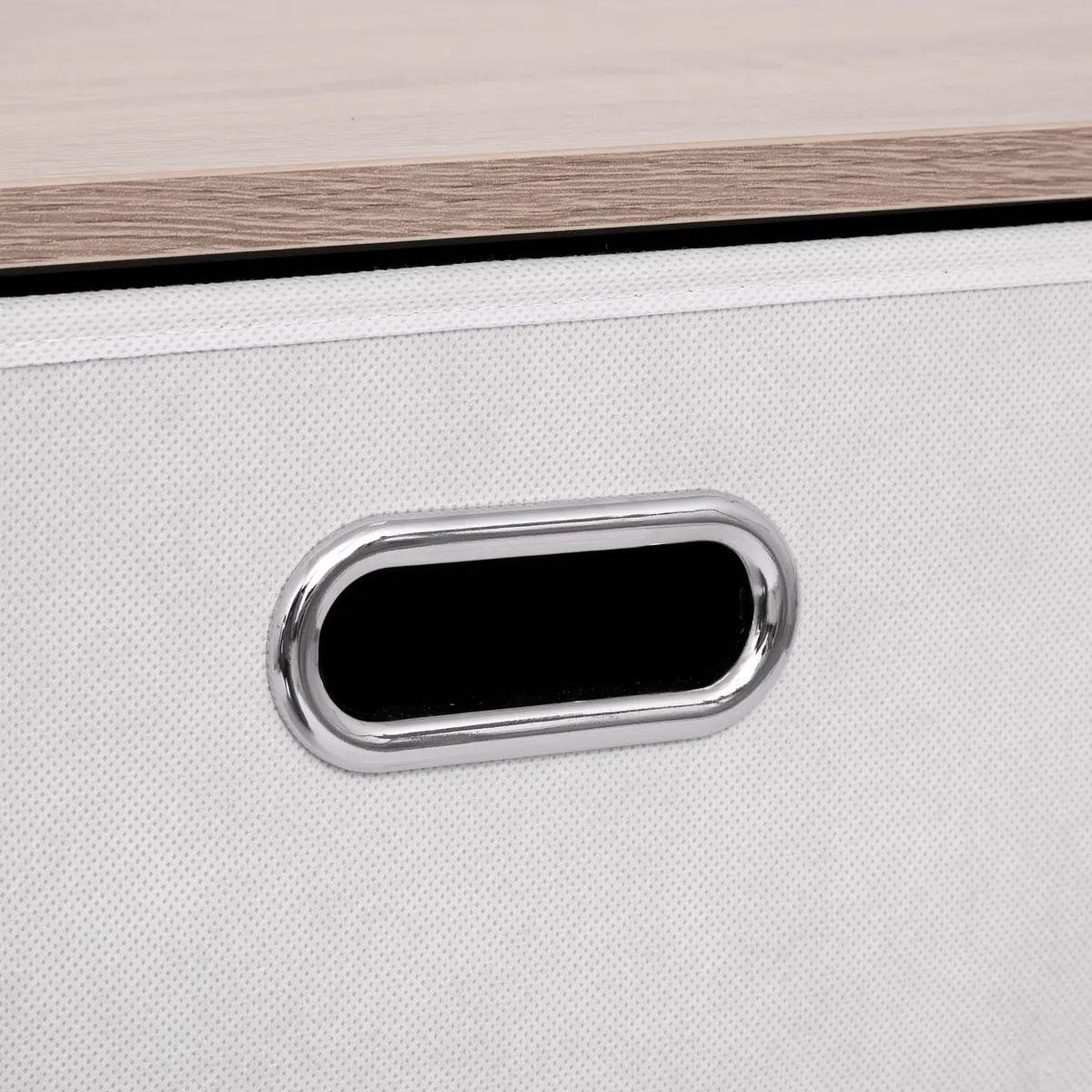 Voir la diapositive 4 : FIVE Commode 3 tiroirs paniers  dress up  50cm beige