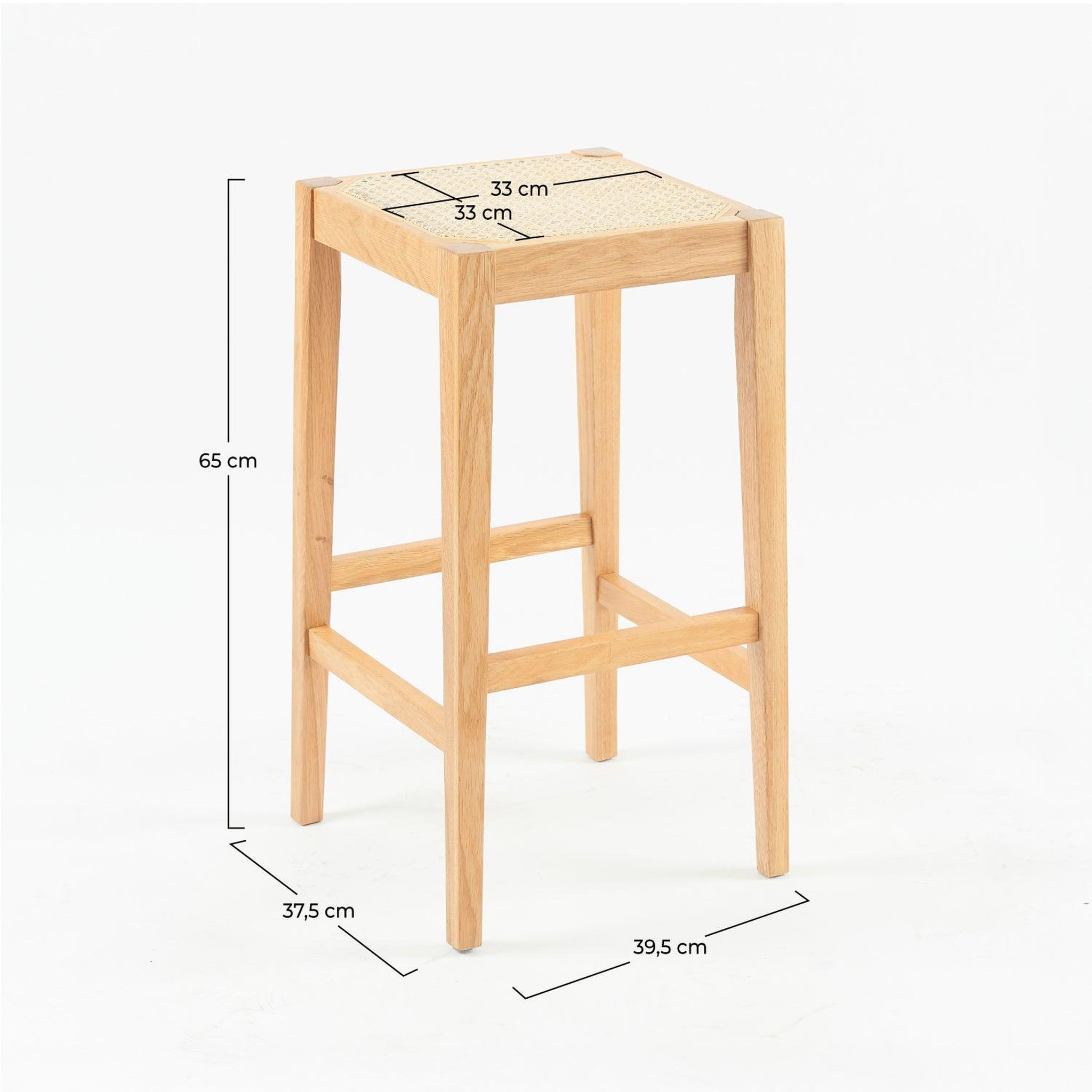 Voir la diapositive 4 : MAISON PAVANE Tabouret pour îlot central 65 cm en cannage et bois-kappa