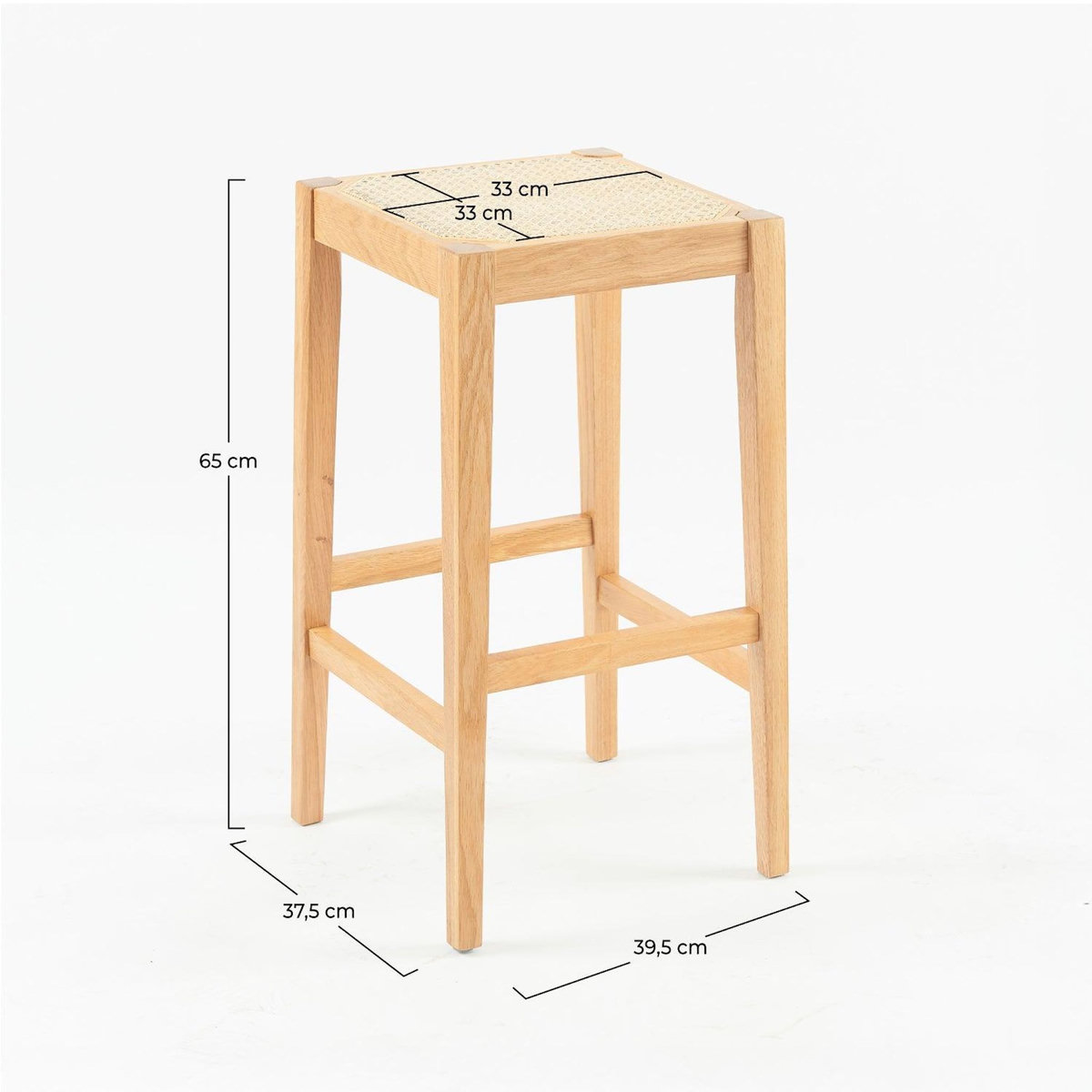 Rendez vous déco Tabouret pour îlot central 65 cm en cannage et bois-Kappa