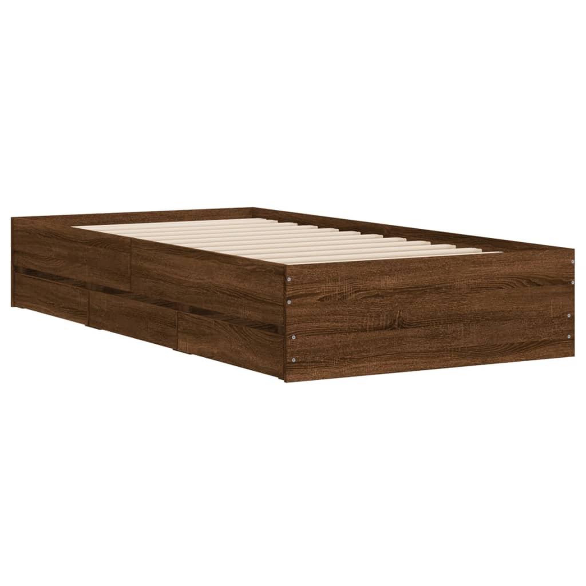 Voir la diapositive 4 : VIDAXL Cadre de lit avec tiroirs sans matelas chene marron 90x200 cm