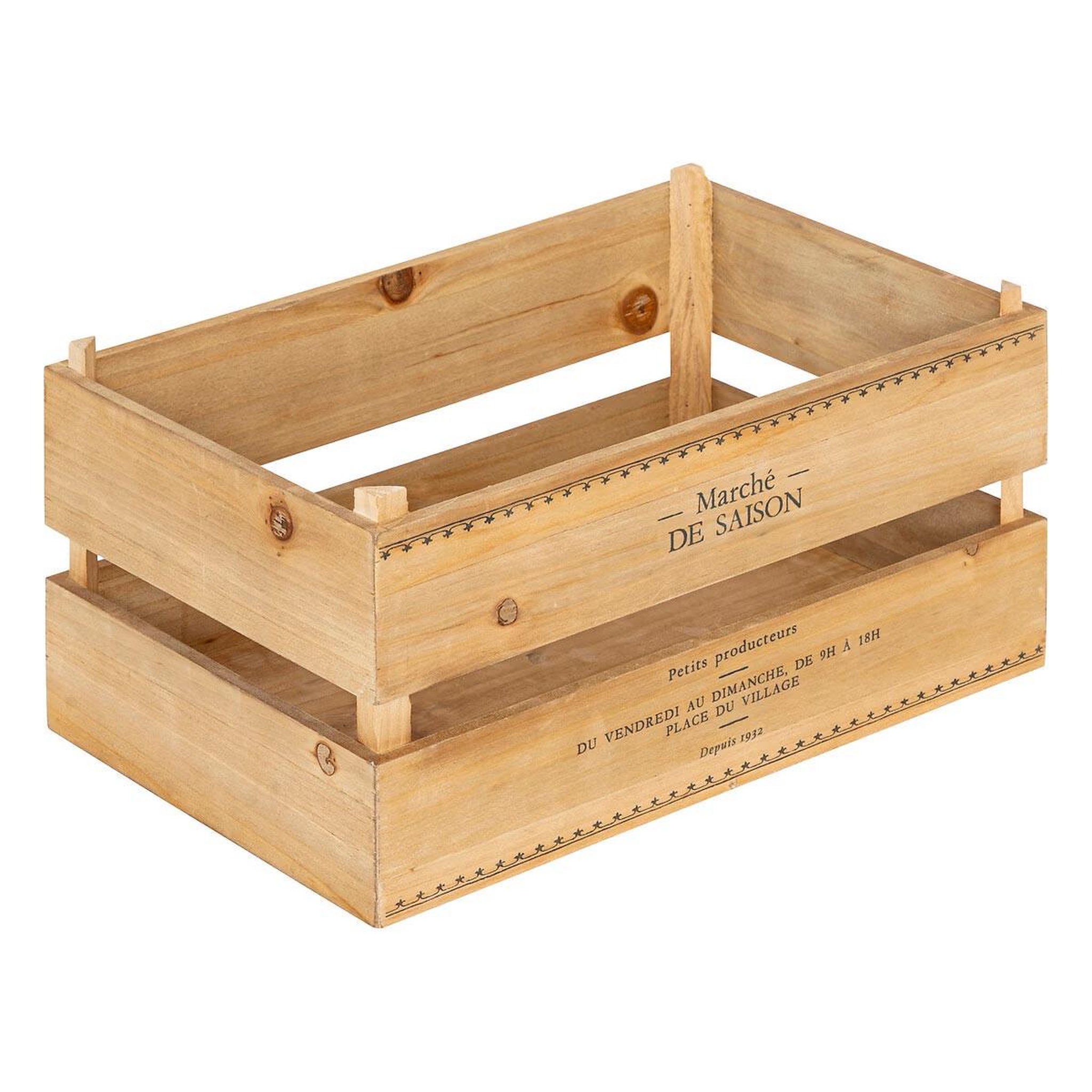 Voir la diapositive 3 : ATMOSPHERA Lot de 2 Cagettes en Bois  Little Cottage  35cm Naturel