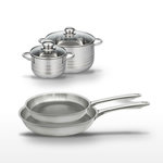 ELO Lot de 2 Poêles 24/28cm et 2 Faitouts 16/24cm Elo Relief Passion