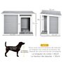 PAWHUT Niche chien style cottage dim. 102L x 70l x 73H cm - porte, terrasse, toit ouvrant - bois composite blanc gris