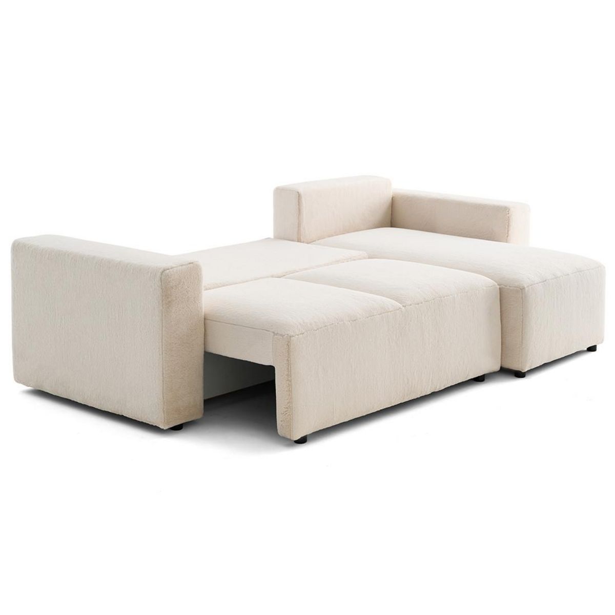 LISA DESIGN Livy - canapé d'angle réversible 4 places convertible avec coffre en fausse fourrure