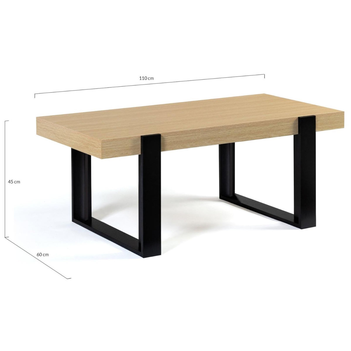 ID MARKET Table basse rectangulaire PHOENIX bois et noir