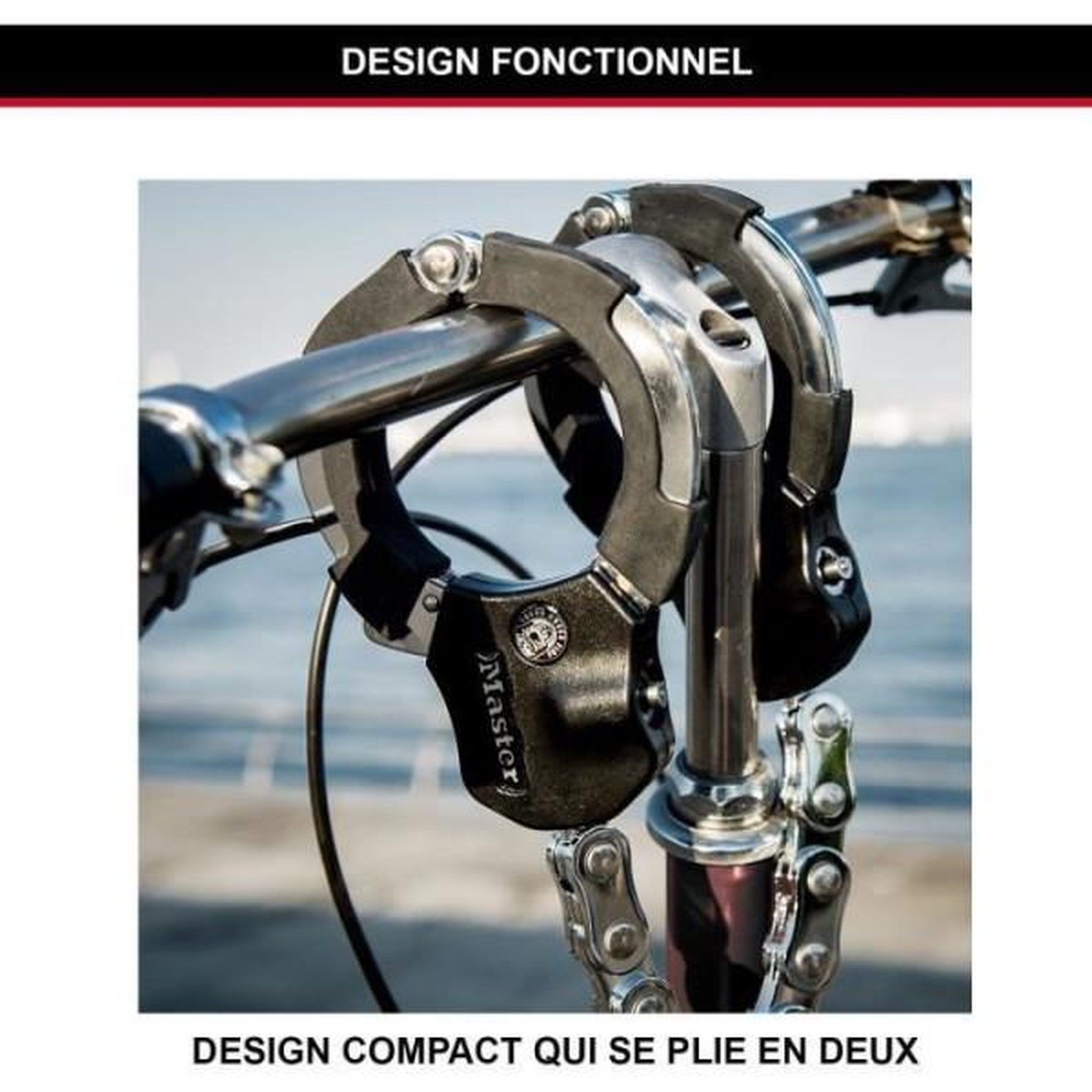 Voir la diapositive 5 : Master lock Antivol Masterlock Menottes Antivol Street Cuff en acier chromé