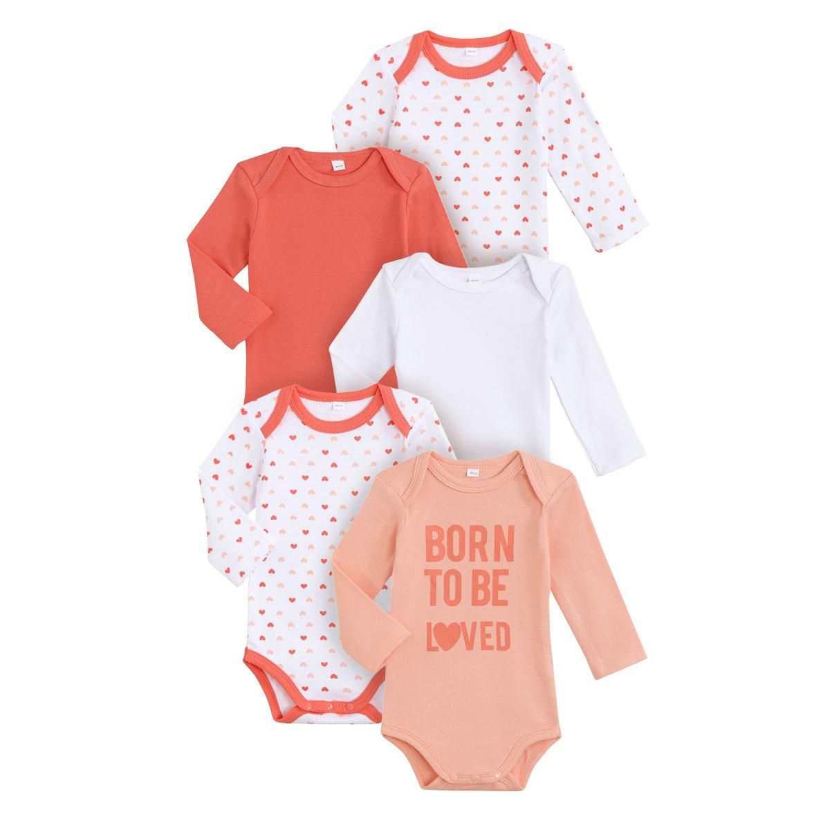 IN EXTENSO Lot de 5 bodies manches longues bébé