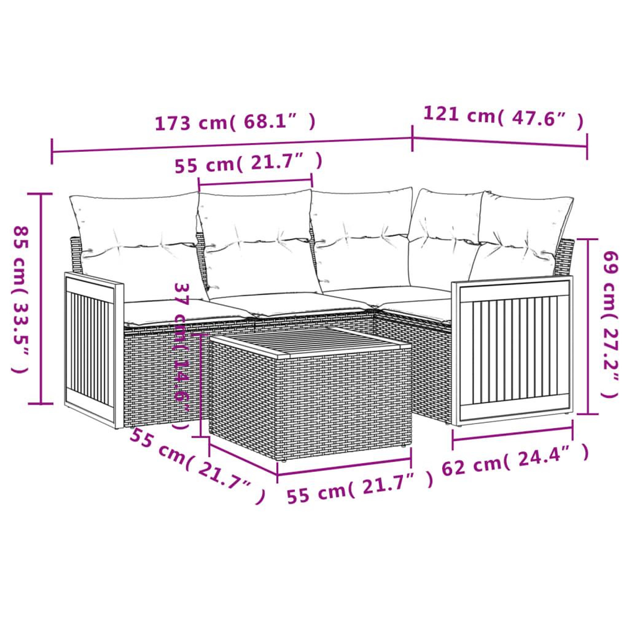 Voir la diapositive 6 : VIDAXL Salon de jardin avec coussins 5 pcs beige resine tressee
