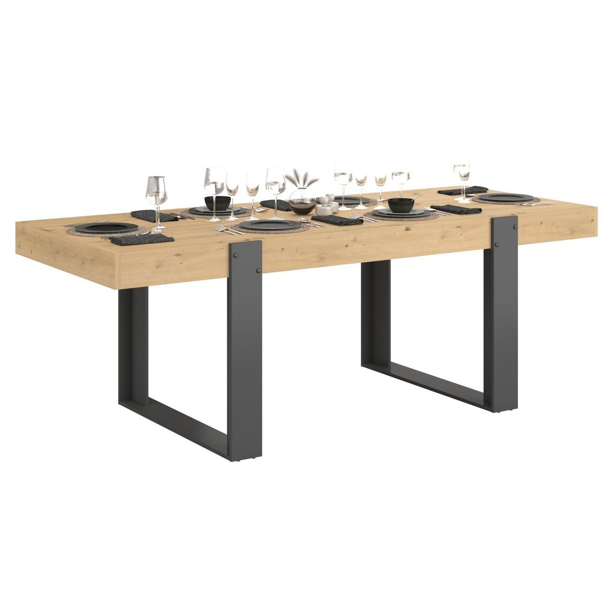 Table de séjour fixe style industriel L224cm TRAVEL 
