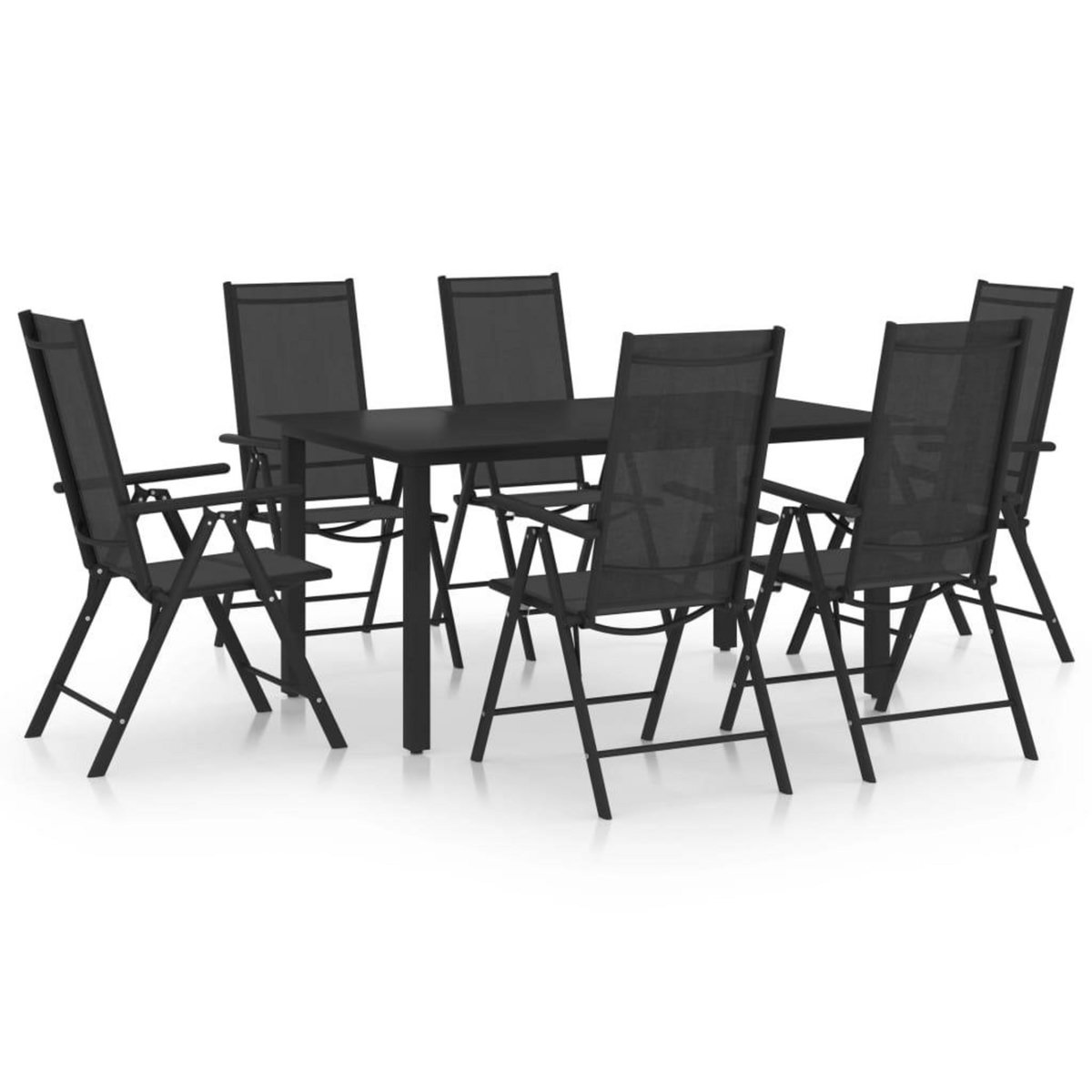 VIDAXL Ensemble a manger de jardin 7 pcs aluminium noir