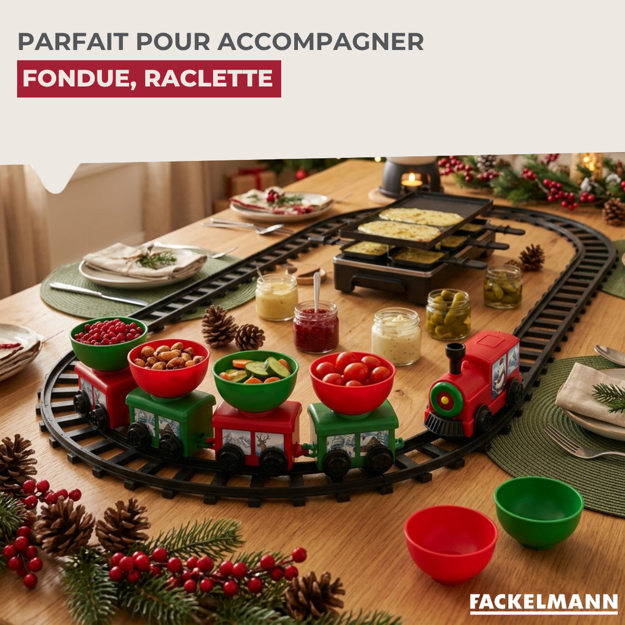 Voir la diapositive 5 : Fackelmann Décoration de noël train de table pour apéritif, fondue savoyarde fackelmann