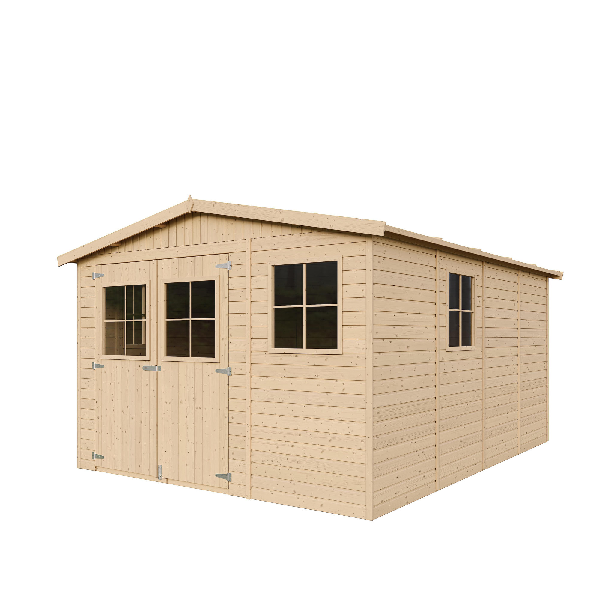 TIMBELA Abri de Jardin en Bois - H226x324x416 cm/12 m² M336