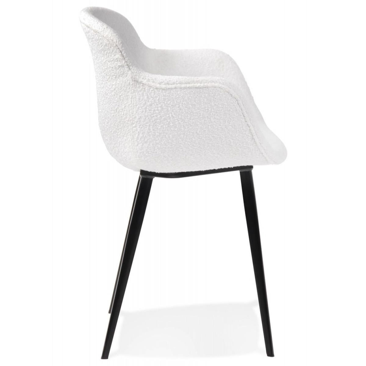 Paris Prix Chaise Design en Tissu Bouclé  Valarie  80cm Blanc