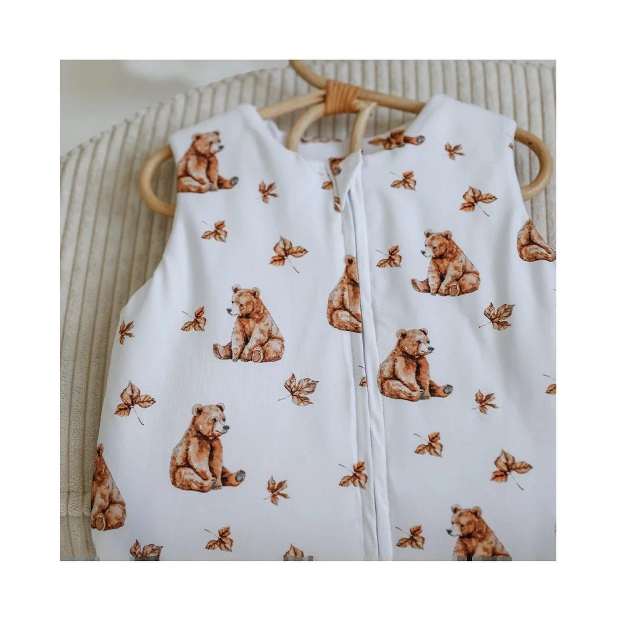 Voir la diapositive 2 : WALDIN Gigoteuse à jambes en coton 2,5 TOG - taille S (1-2 ans) - motif oursons, blanc