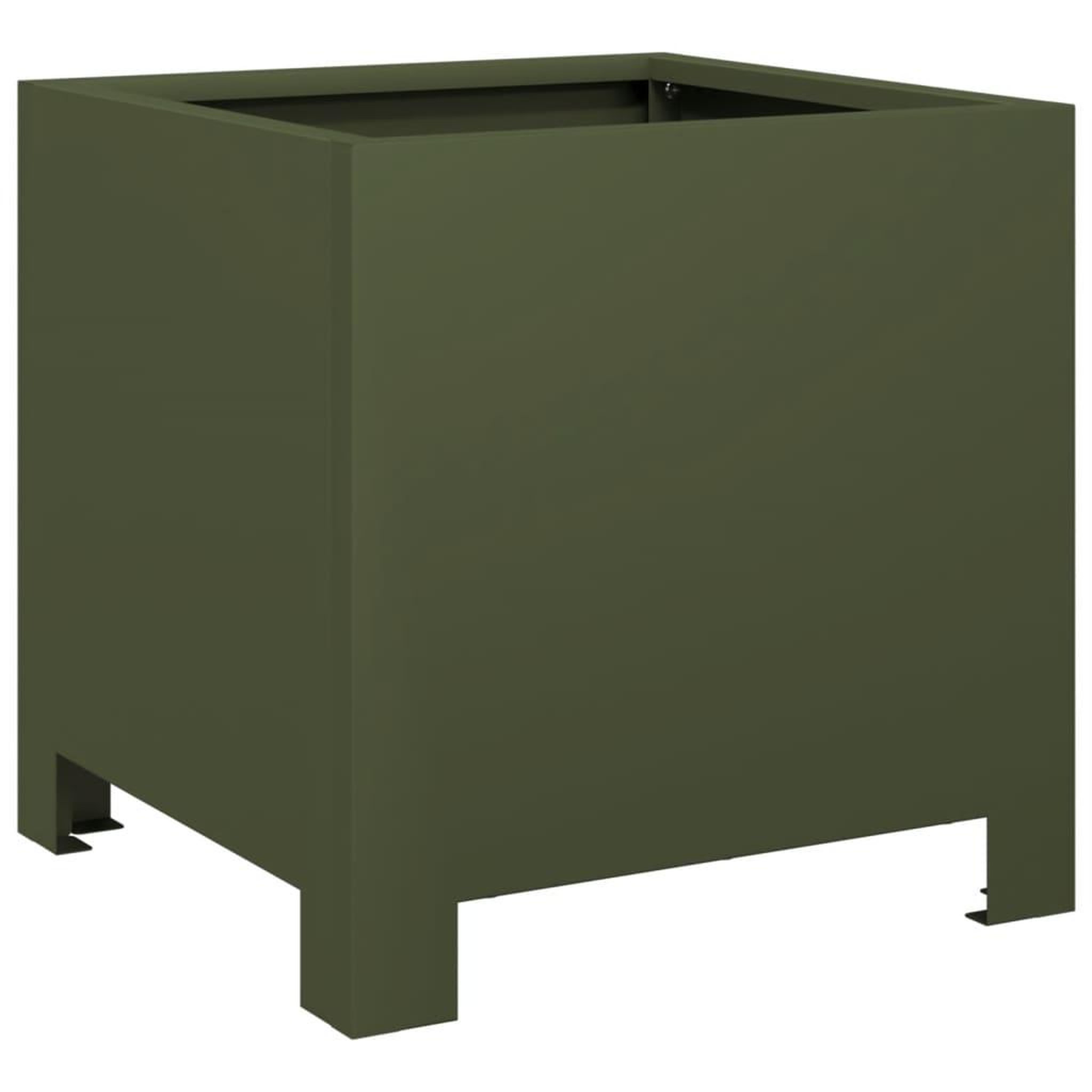 Voir la diapositive 2 : VIDAXL Jardiniere vert olive 30x30x30 cm acier