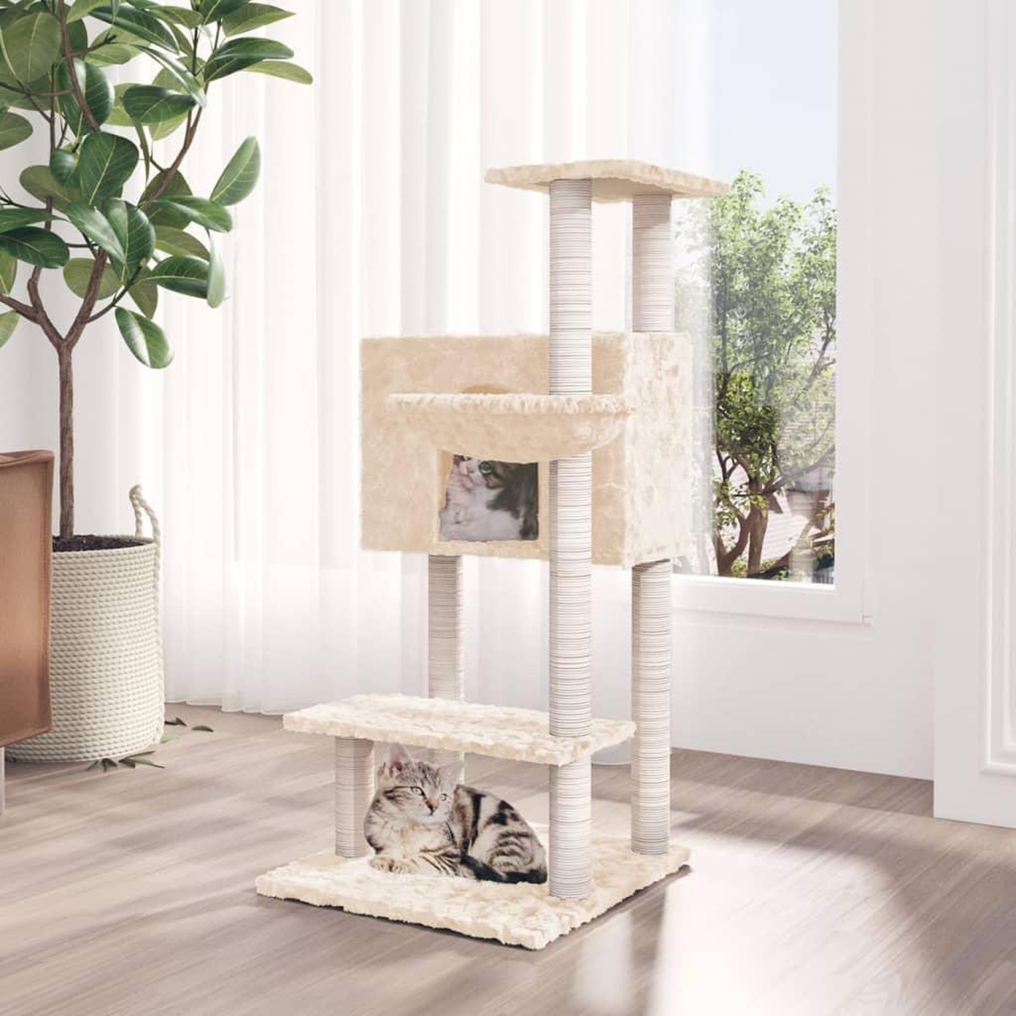 VIDAXL Arbre a chat avec griffoirs en sisal Creme 108,5 cm