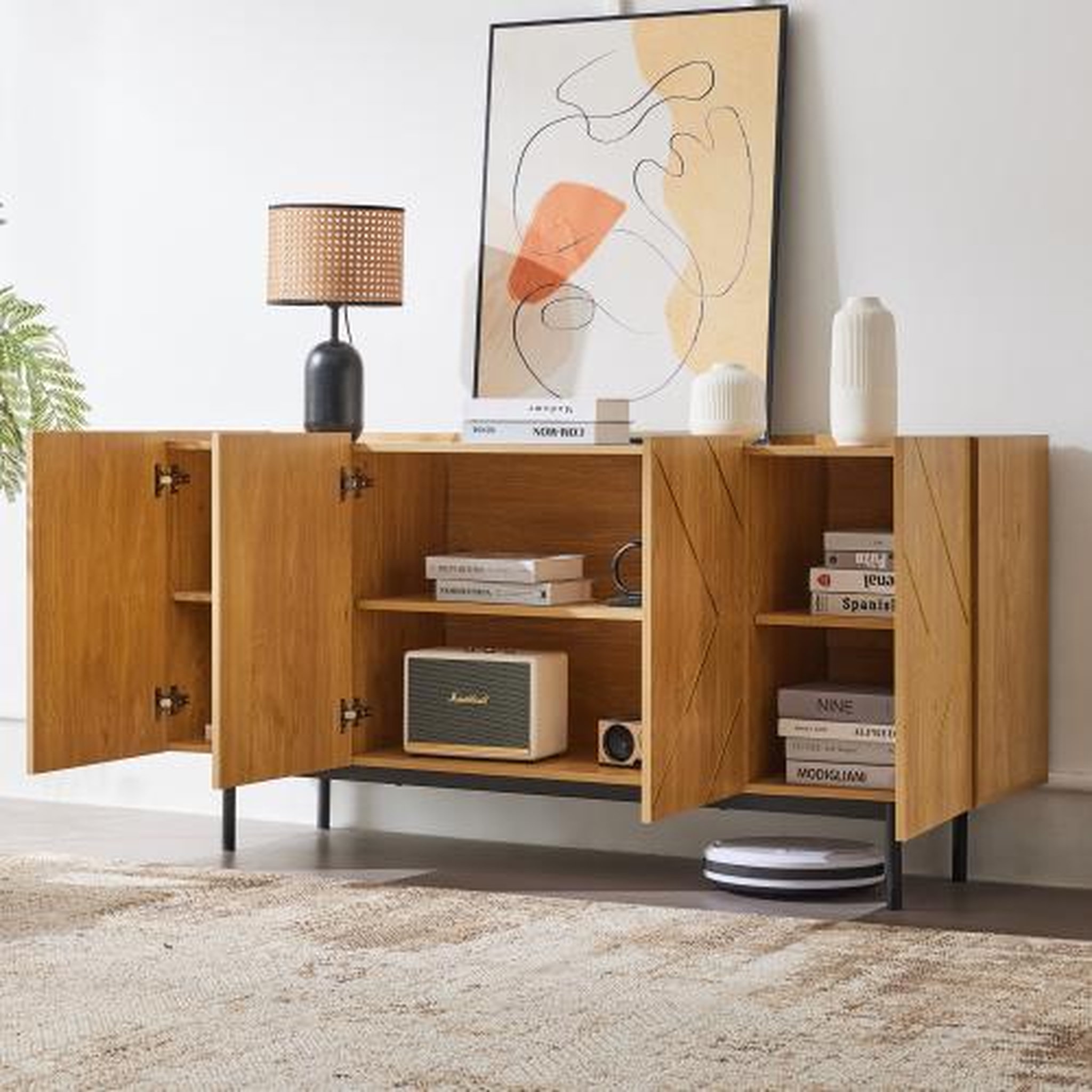 Voir la diapositive 5 : MERAX Buffet 4 porte(s) 0 tiroir(s) - 150 cm naturel panneau de particules