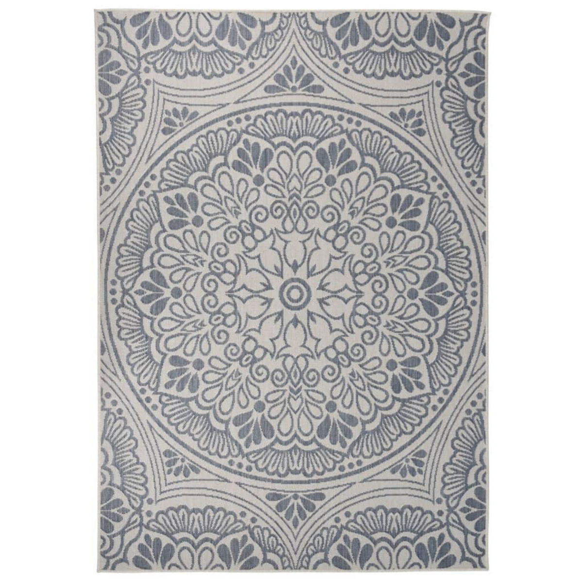 VIDAXL Tapis a tissage plat d'exterieur 160x230 cm Motif bleu