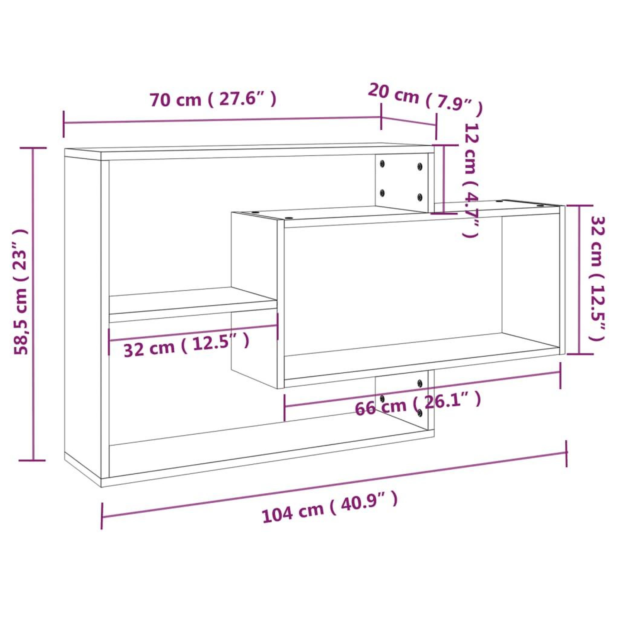 Voir la diapositive 6 : VIDAXL Etagere murale chene fume 104x20x58,5 cm bois d'ingenierie