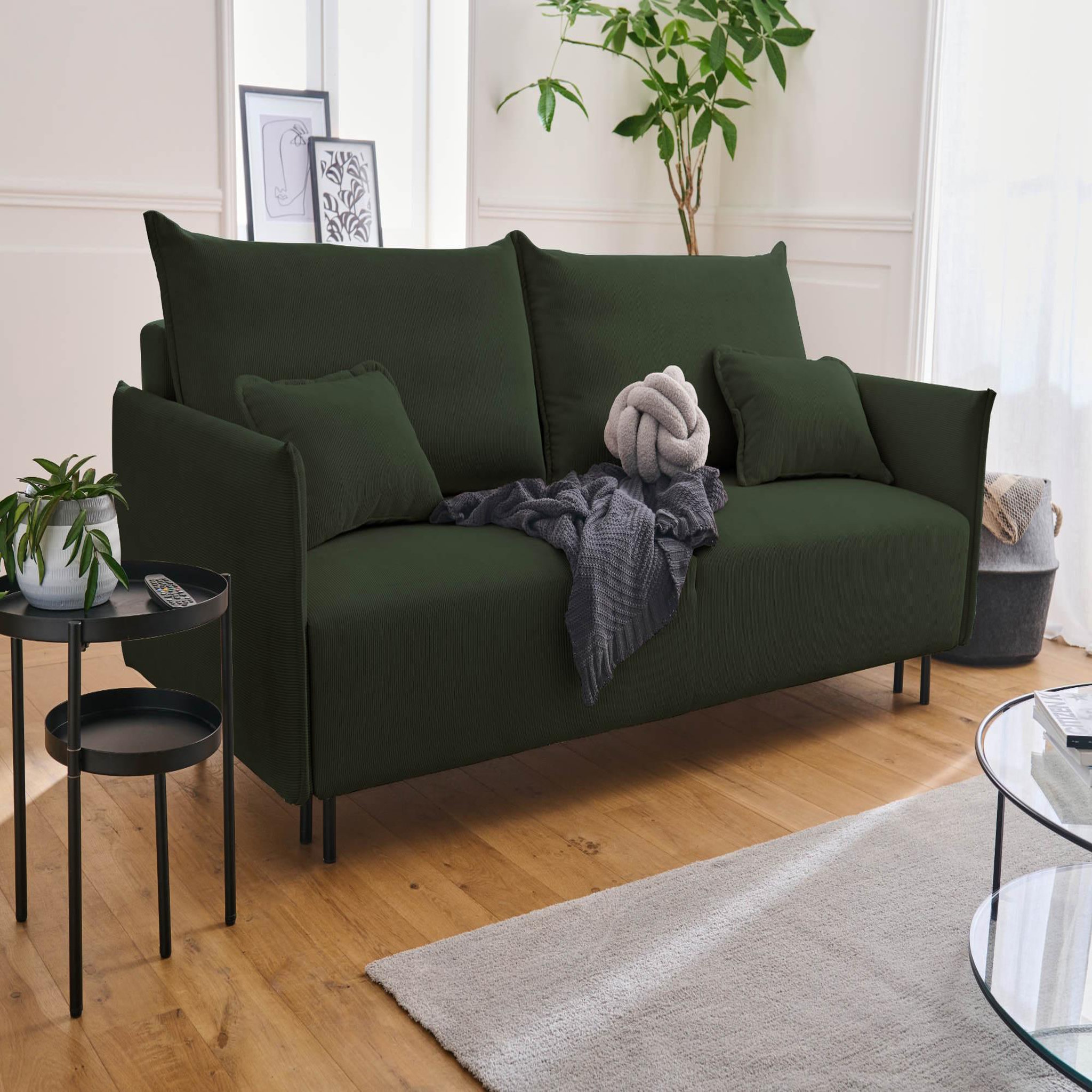 Voir la diapositive 5 : LISA DESIGN Valentina - canapé 3 places convertible - avec coffre - en velours côtelé - style contemporain