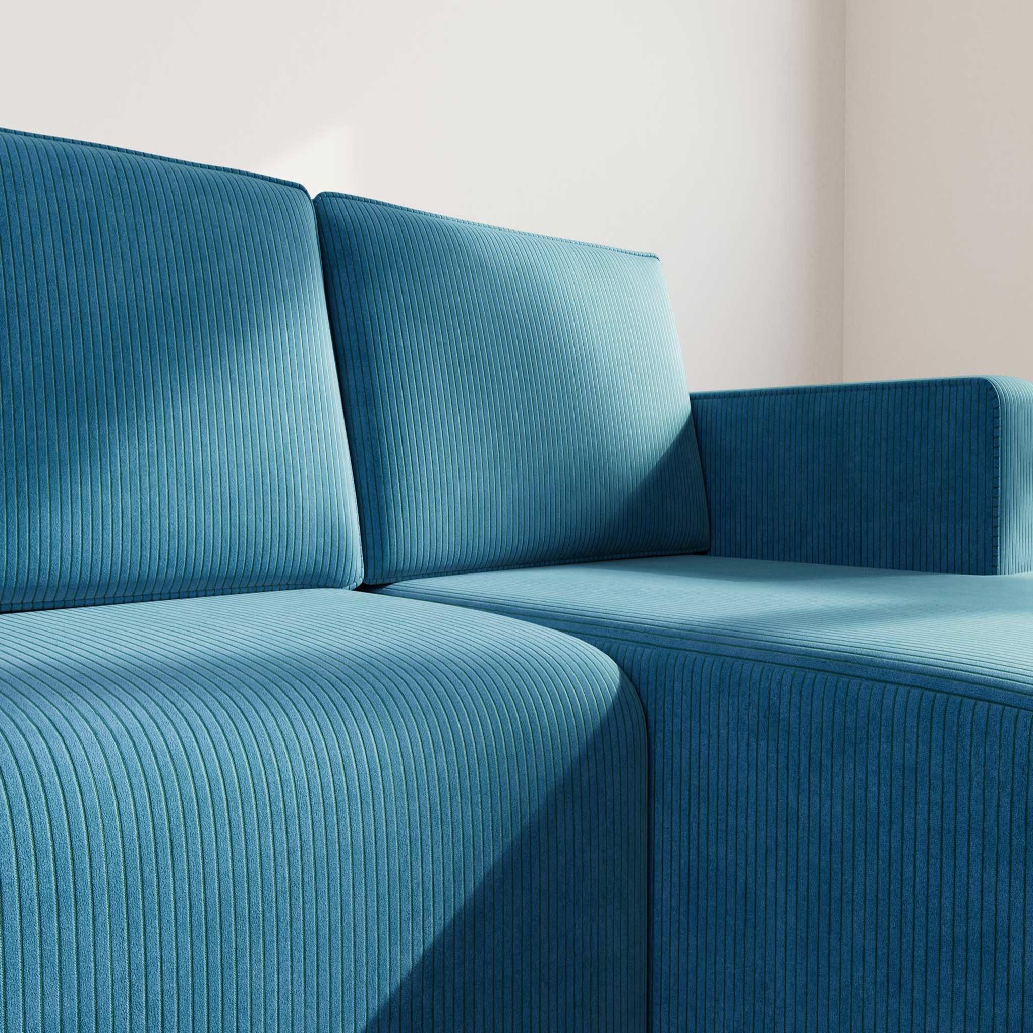 Voir la diapositive 4 : BEST MOBILIER Topaze - canapé d'angle droit 4 places convertible avec coffre en velours côtelé