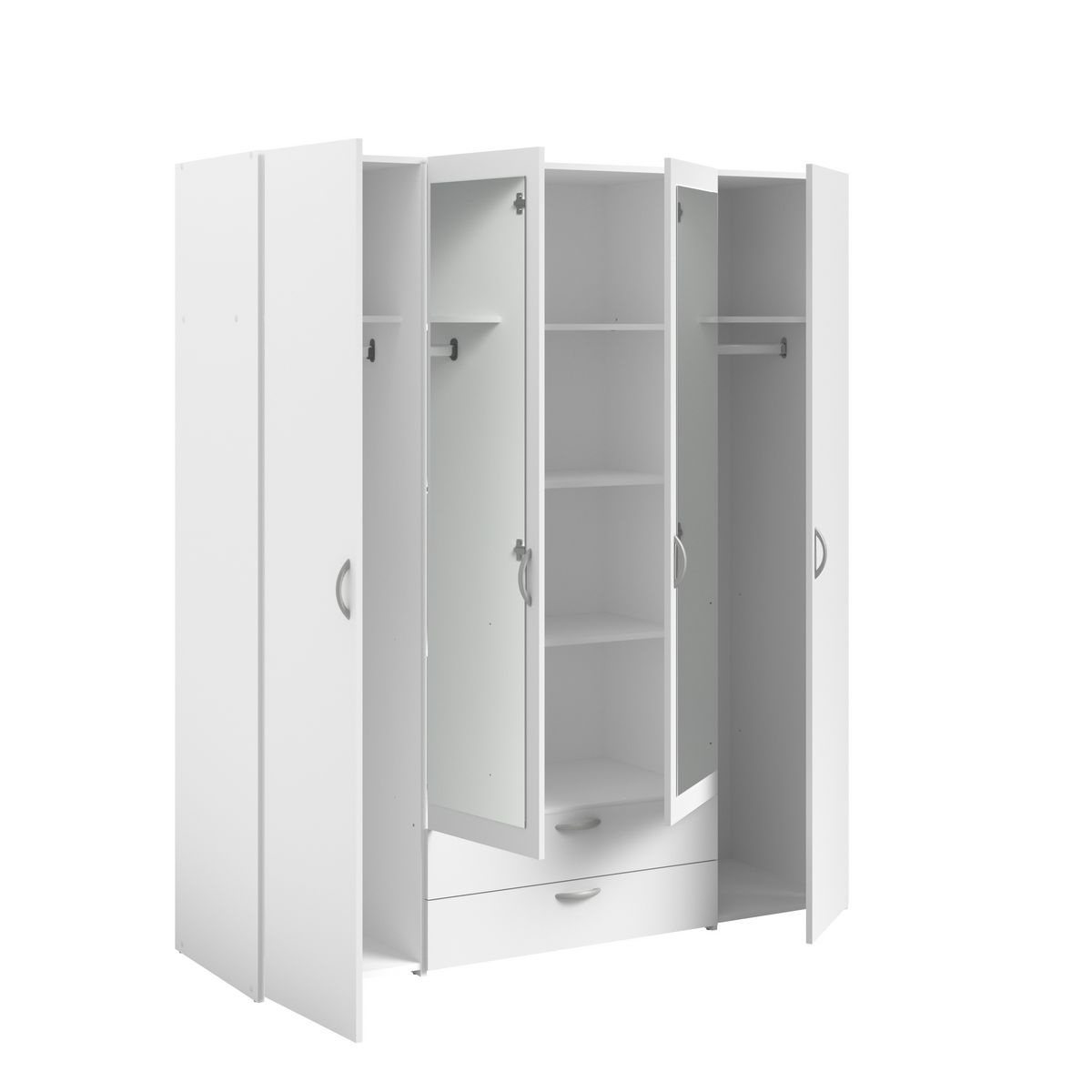 Armoire 4 portes 2 tiroirs 1 miroir L160cm DAISY