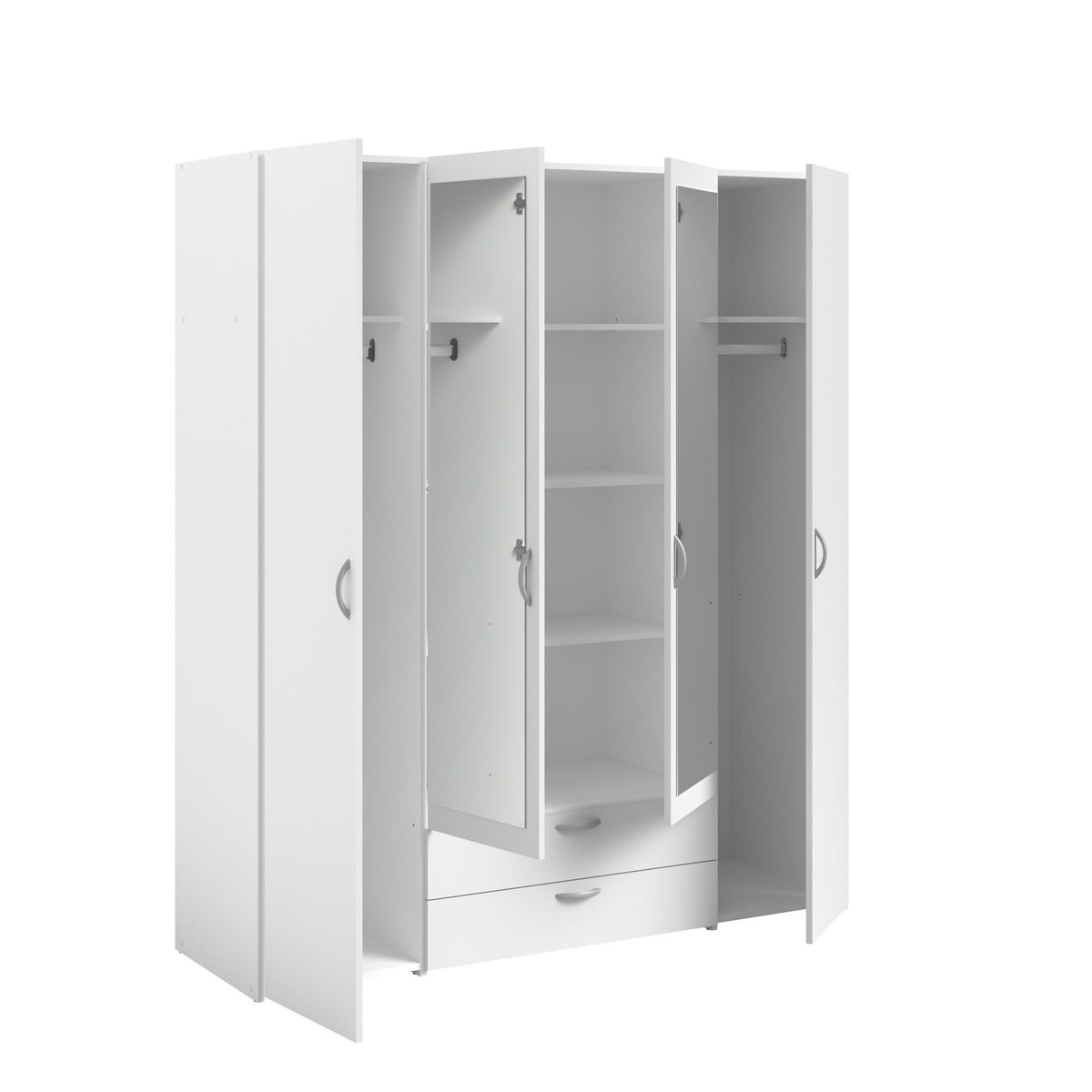 Armoire 4 portes 2 tiroirs 1 miroir L160cm DAISY