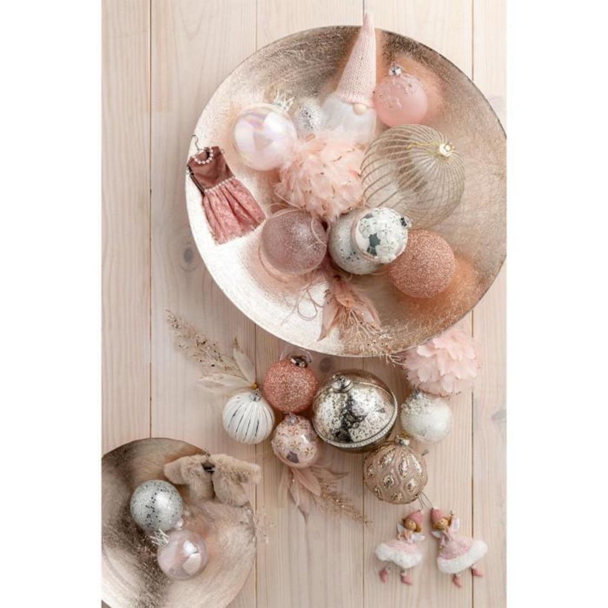 Paris Prix Lot de 6 Boules de Noël  Couronne  8cm Rose