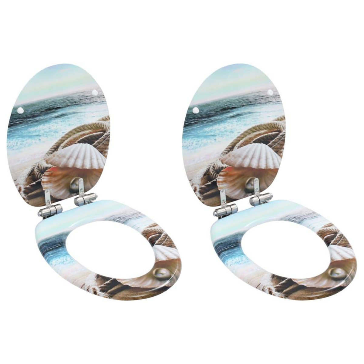 VIDAXL lot de 2 Sieges WC MDF couvercle fermeture en douceur Coquille