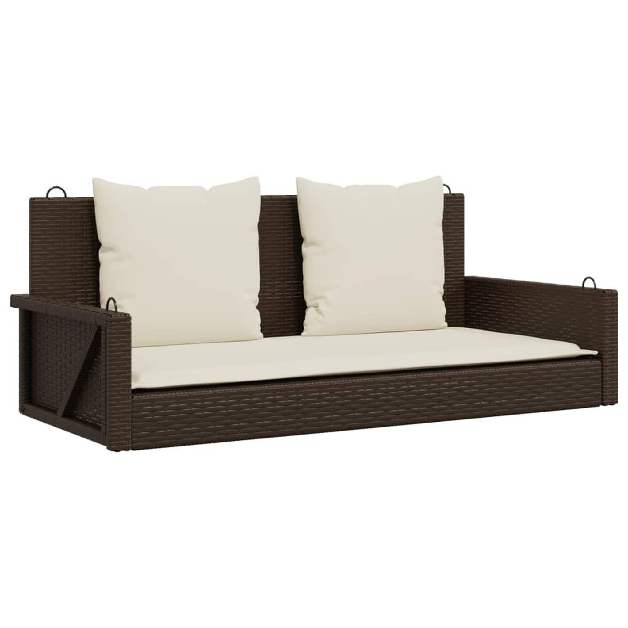 Voir la diapositive 2 : VIDAXL Balancelle avec coussins marron 119x56x48 cm resine tressee