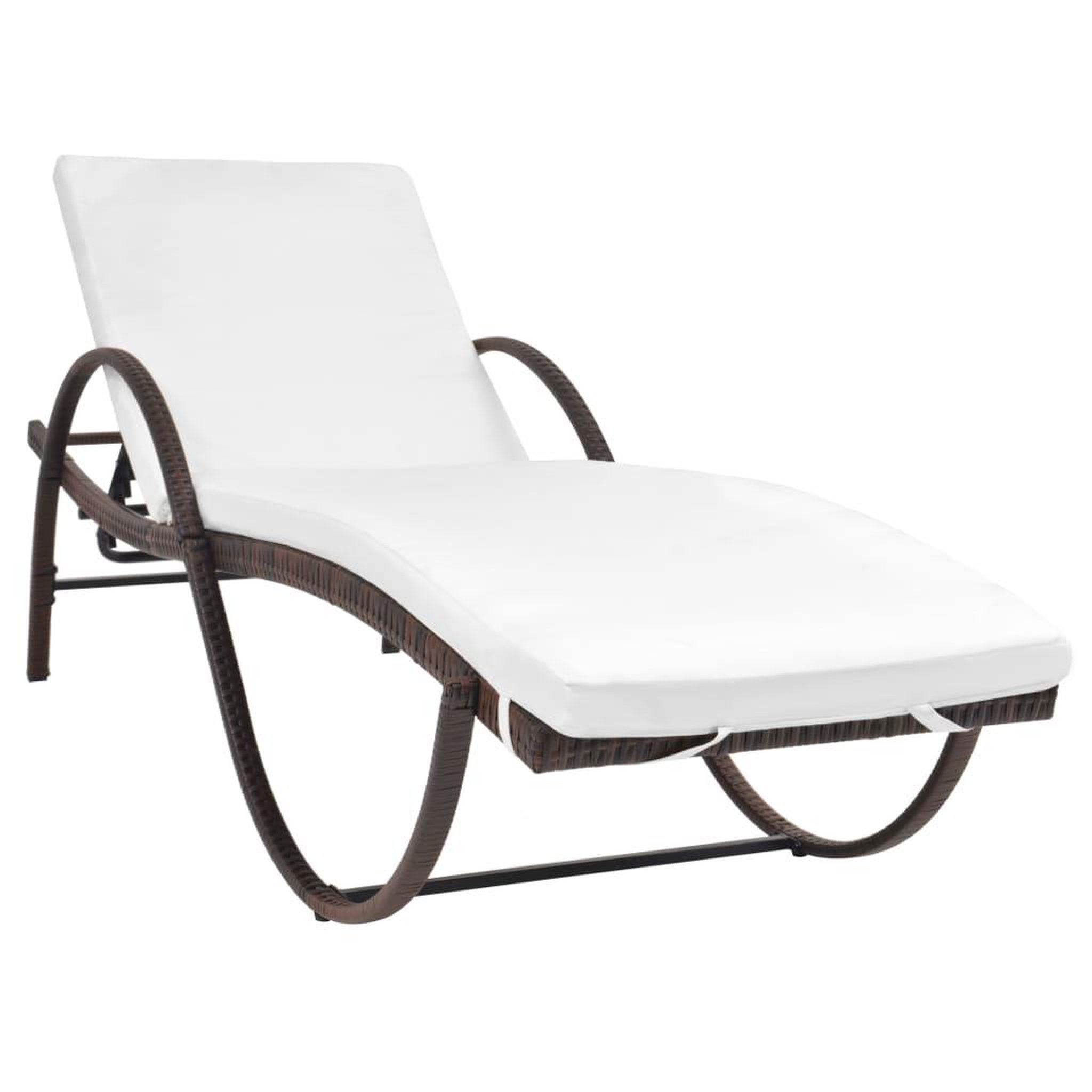 Voir la diapositive 2 : VIDAXL Chaise longue avec coussin et table Resine tressee Marron