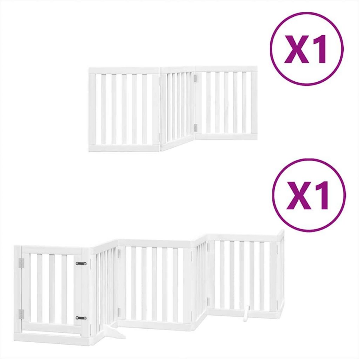 VIDAXL Barriere pour chien porte pliable 9panneaux blanc bois peuplier