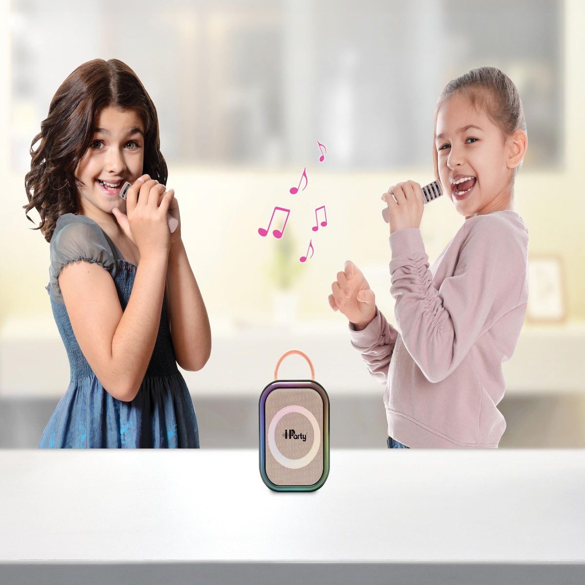 Lexibook Karaoke Bluetooth Rose avec 2 micros sans fil