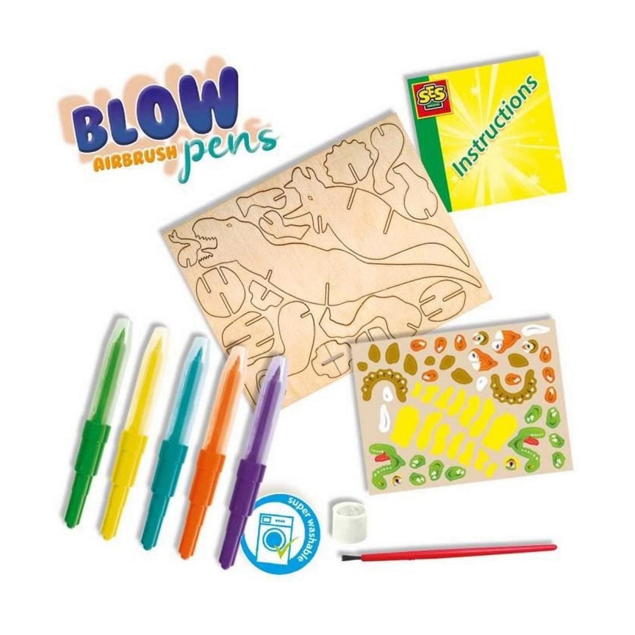 Voir la diapositive 2 : SES Creative Crayons souffleurs Blow airbrush pens : Dinosaure