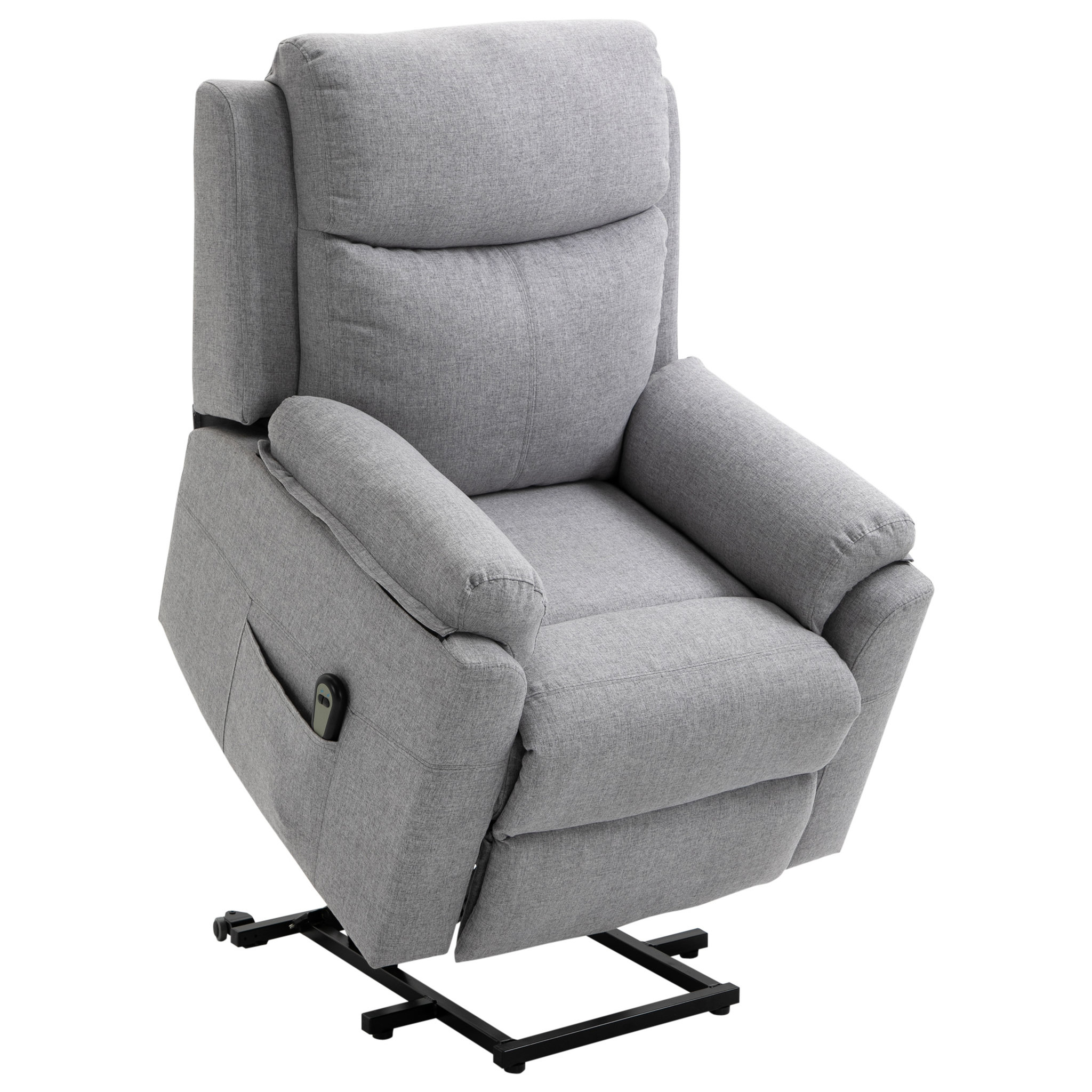 Voir la diapositive 1 : HOMCOM Fauteuil de relaxation électrique - fauteuil releveur inclinable avec repose-pied ajustable et télécommande - tissu polyester aspect lin gris clair chiné