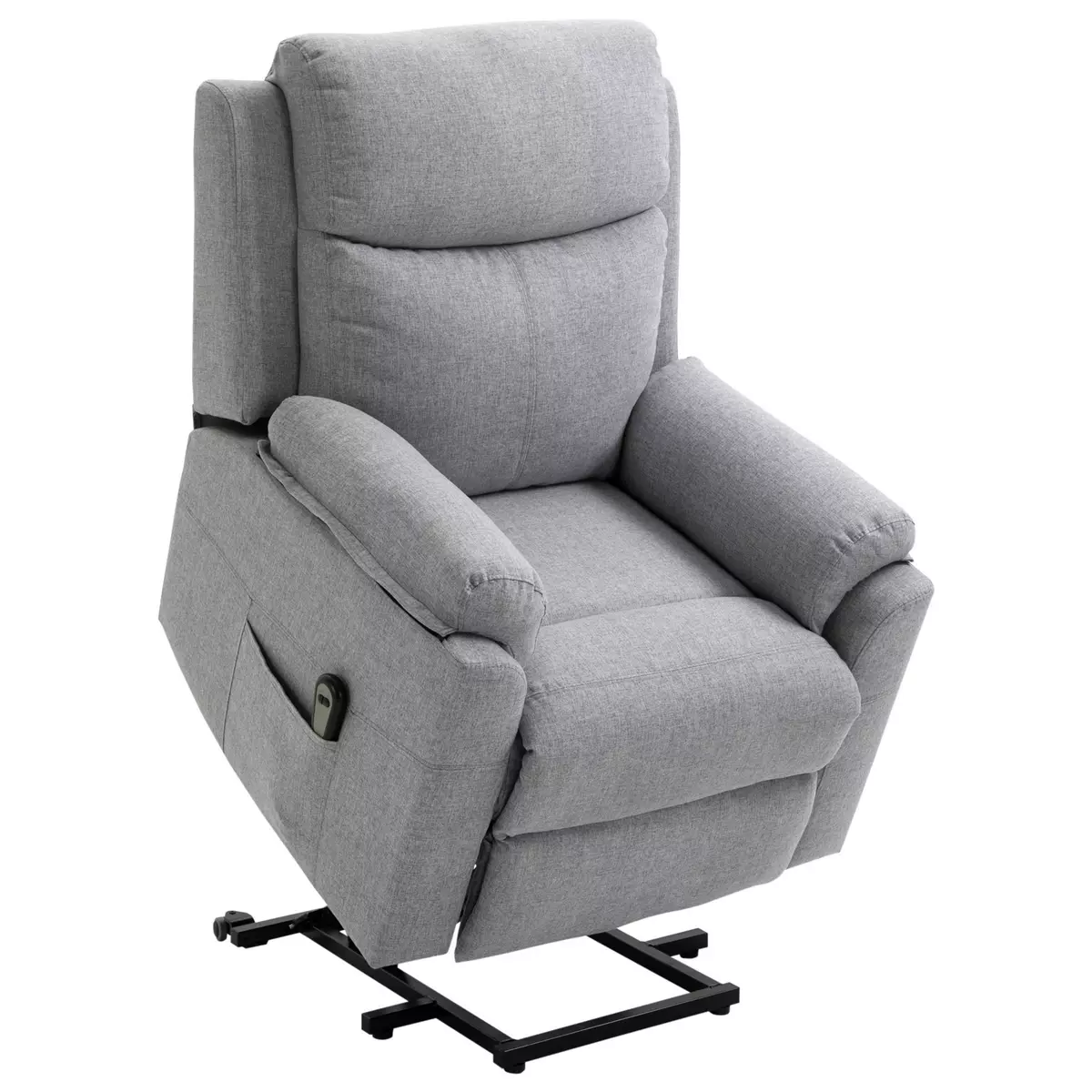 HOMCOM Fauteuil de relaxation électrique - fauteuil releveur inclinable avec repose-pied ajustable et télécommande - tissu polyester aspect lin gris clair chiné