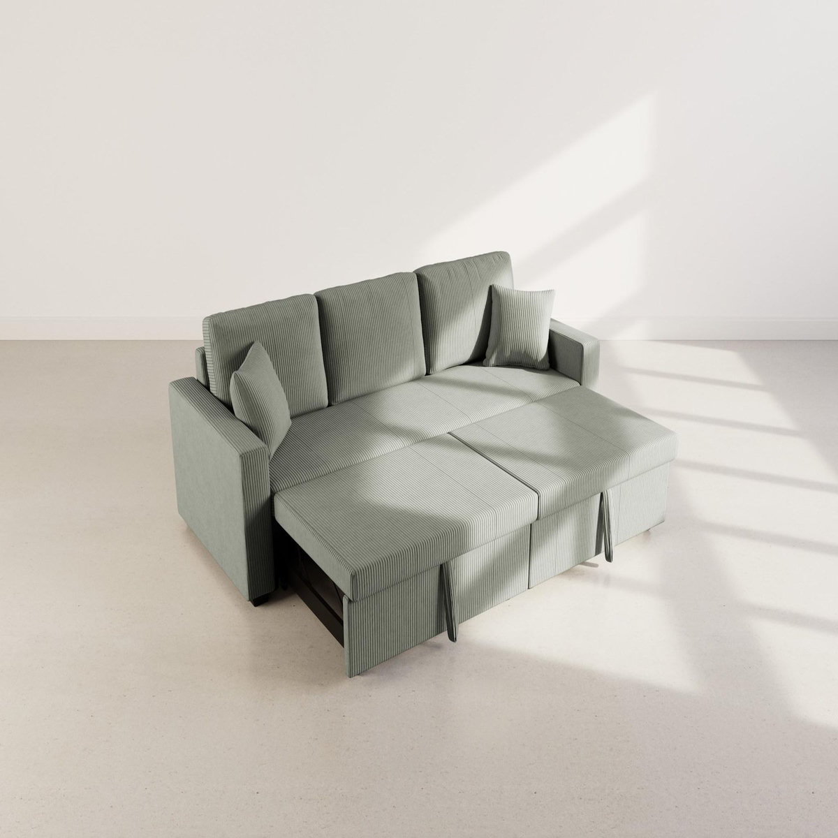 BEST MOBILIER Cyrus - canapé droit 3 places convertible en velours côtelé