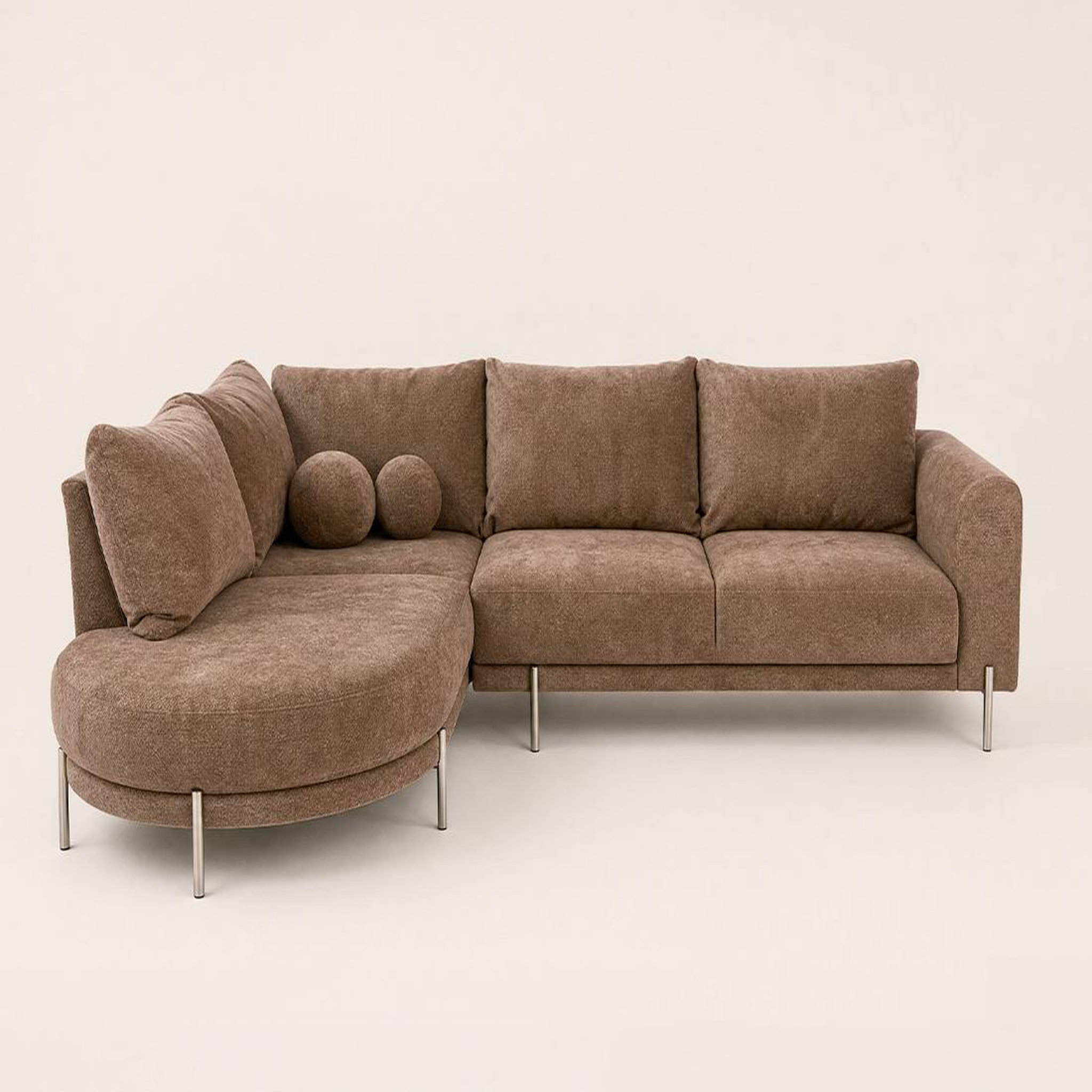 Voir la diapositive 6 : BEST MOBILIER Gabin - canapé d'angle gauche 5 places en velours texturé