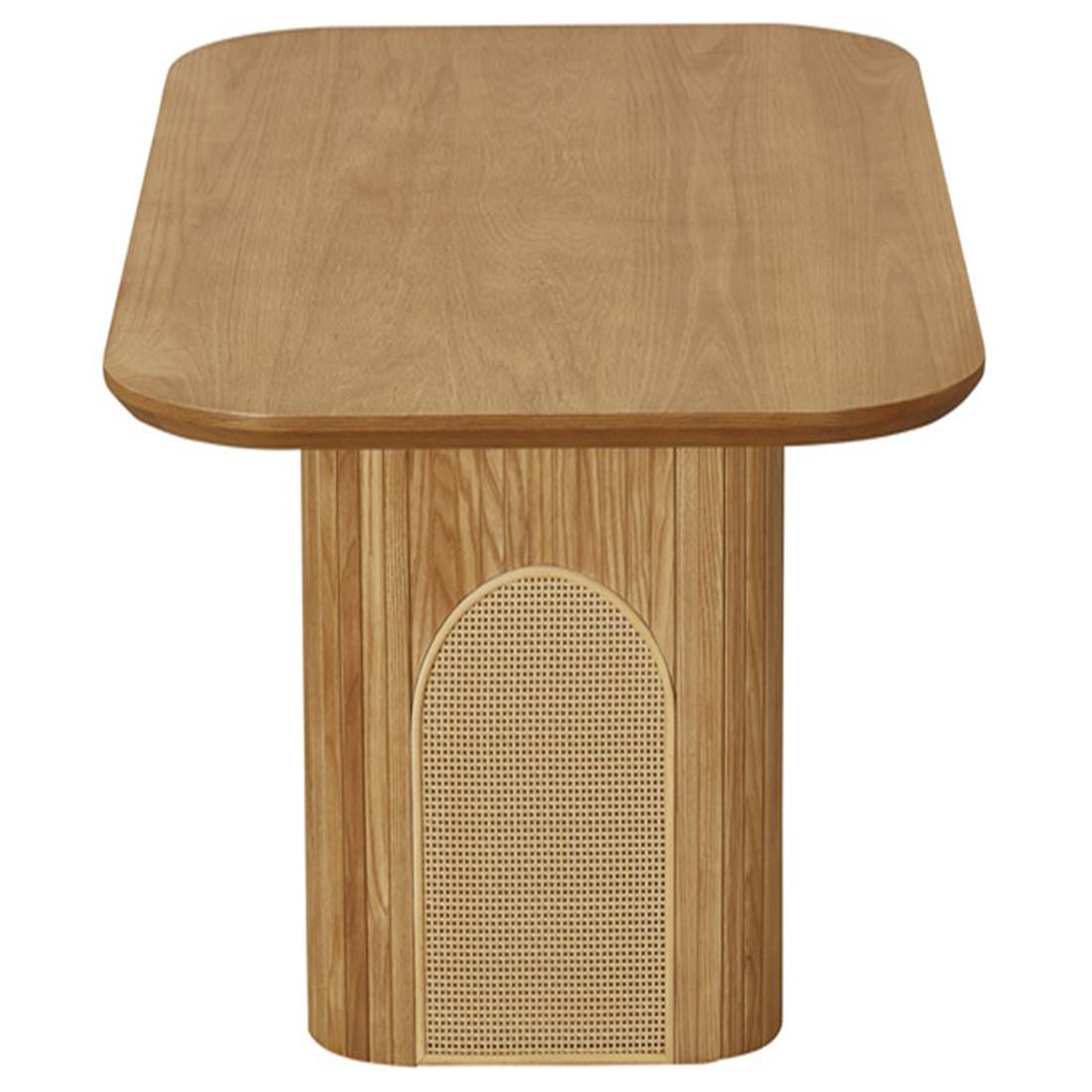 Voir la diapositive 5 : LISA DESIGN Milazzo - table basse - bois plaqué chêne et cannage - 120 cm