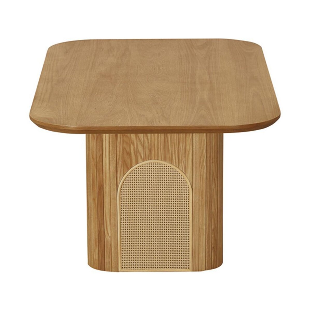 LISA DESIGN Milazzo - table basse - bois plaqué chêne et cannage - 120 cm