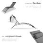 Voir la diapositive 3 : tectake Lot de 2 transats de jardin en acier avec assise en textilène gris