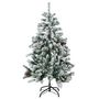 Voir la diapositive 1 : HOMCOM Sapin de Noël artificiel avec 28 pommes de pin arbre de Noël 269 branches enneigées support en acier socle pliable hauteur 120 cm vert