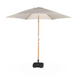 SWEEEK Parasol droit rond sable Ø293cm mât central en aluminium imitation bois. orientable et manivelle d'ouverture