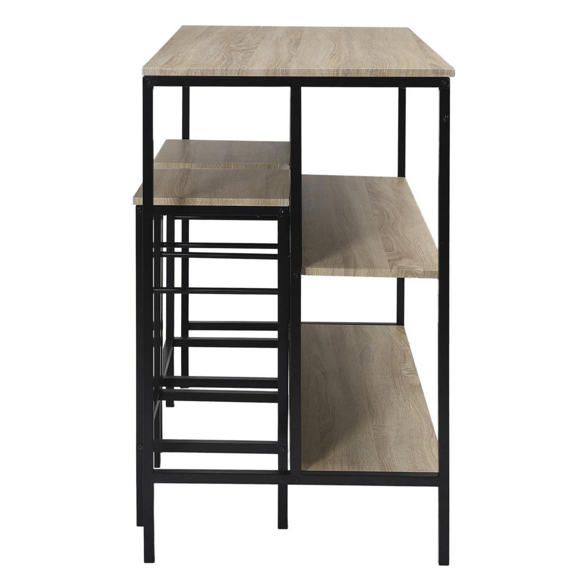 The Home Deco Factory Ensemble ilot et 2 tabourets Kalo - Marron et noir