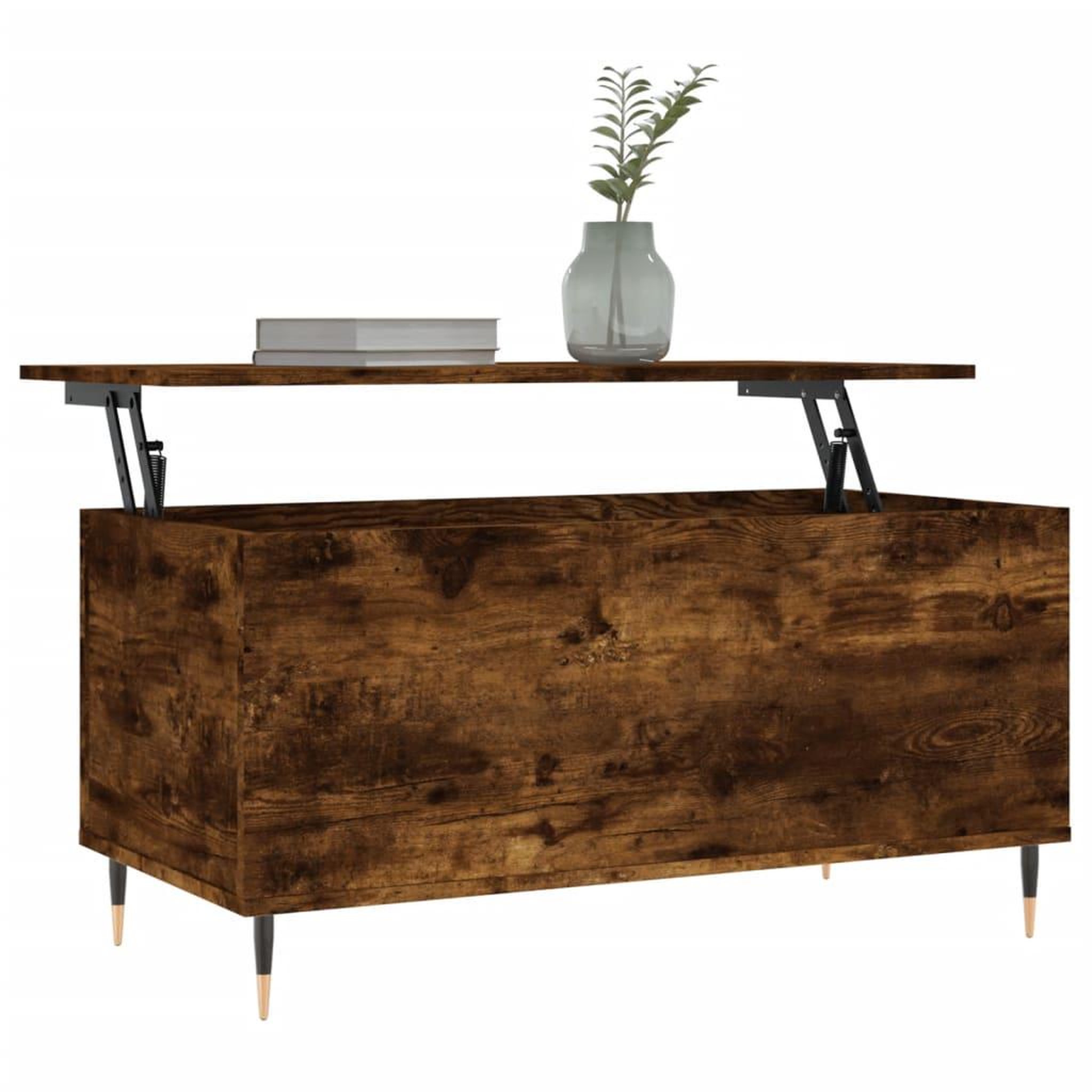 Voir la diapositive 3 : VIDAXL Table basse Chene fume 90x44,5x45 cm Bois d'ingenierie